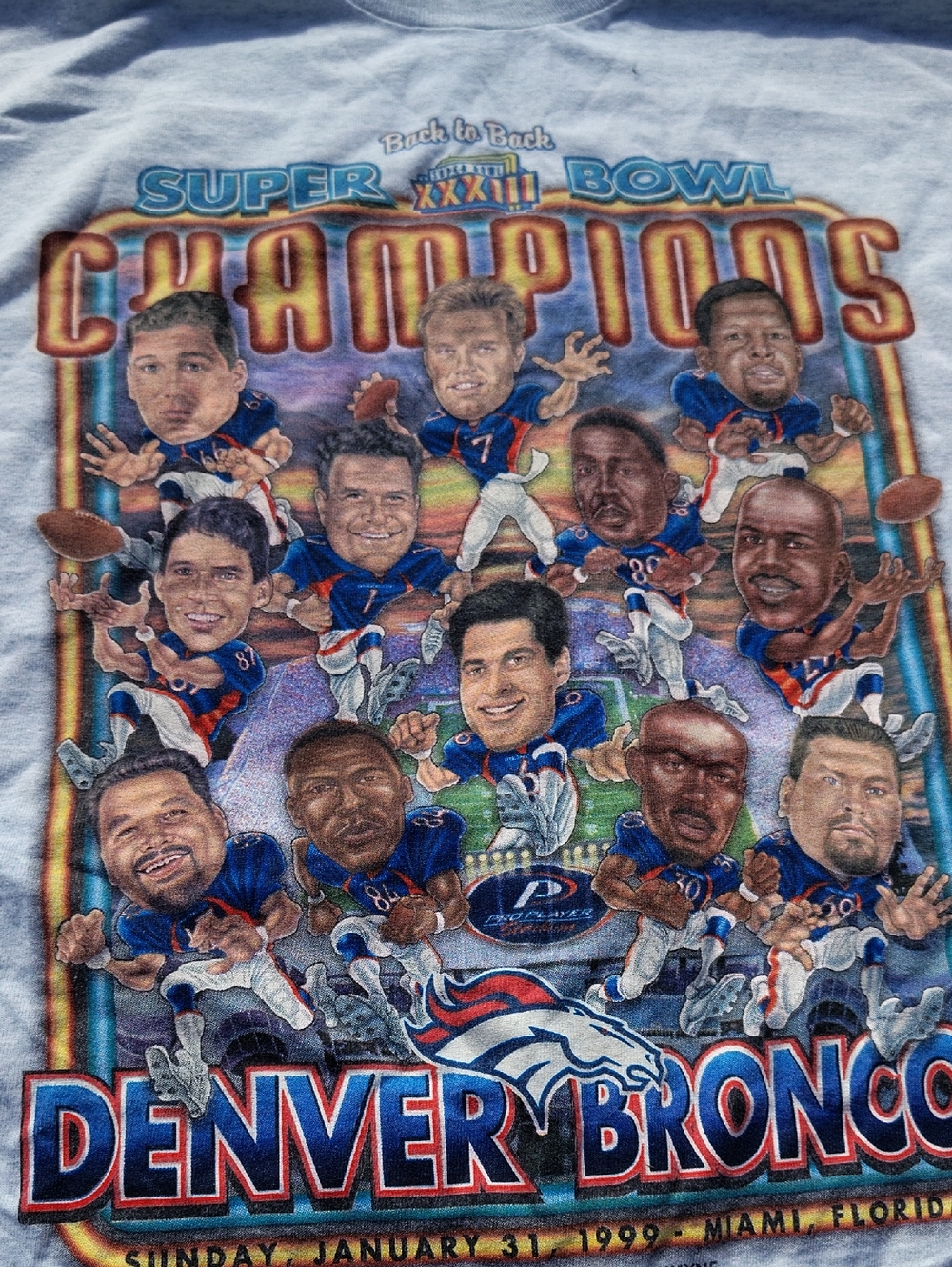 Denver Broncos Super Bowl Champions 1999 Graphic Tee - Light Blue